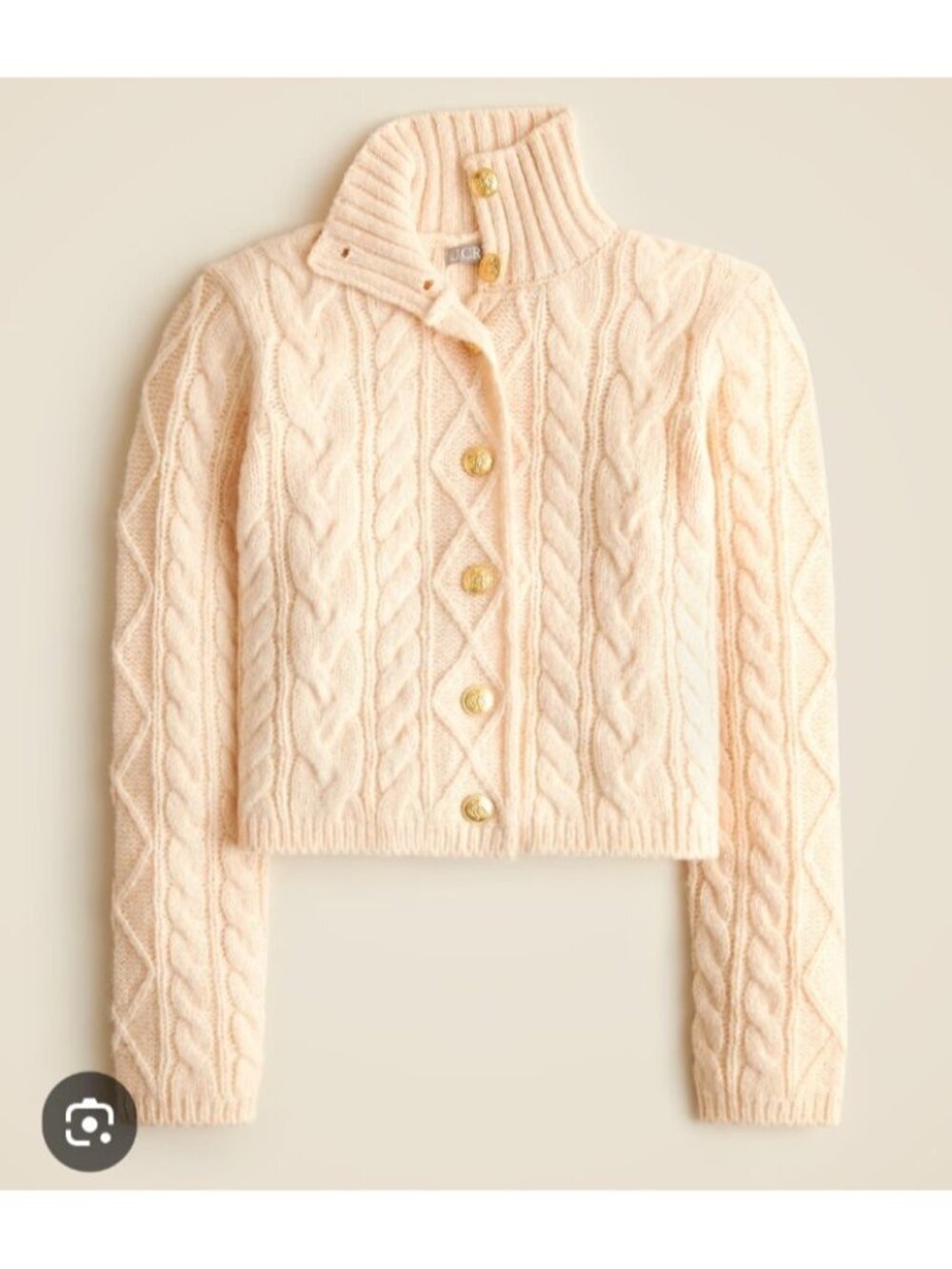 J.Crew XS Cable Knit Cardigan Sweater Alpaca Wool Blend Gold Crest Buttons